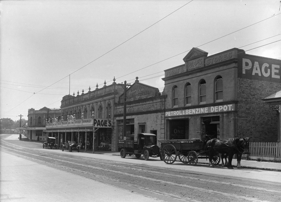 The Pages Stores were built in the late 1880's. The Stores provided goods and grain and were ideally situated close to rail and later a major tram stop.