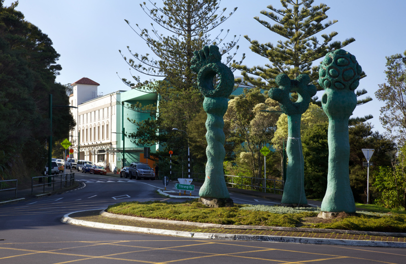 Roundabout Sculpture - by artist Lisa Higgens. Inspired by lichen and algae, these organic shapes represent the regeneration of life.